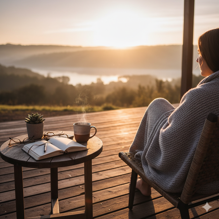 Sunrise journal and coffee — morning ritual