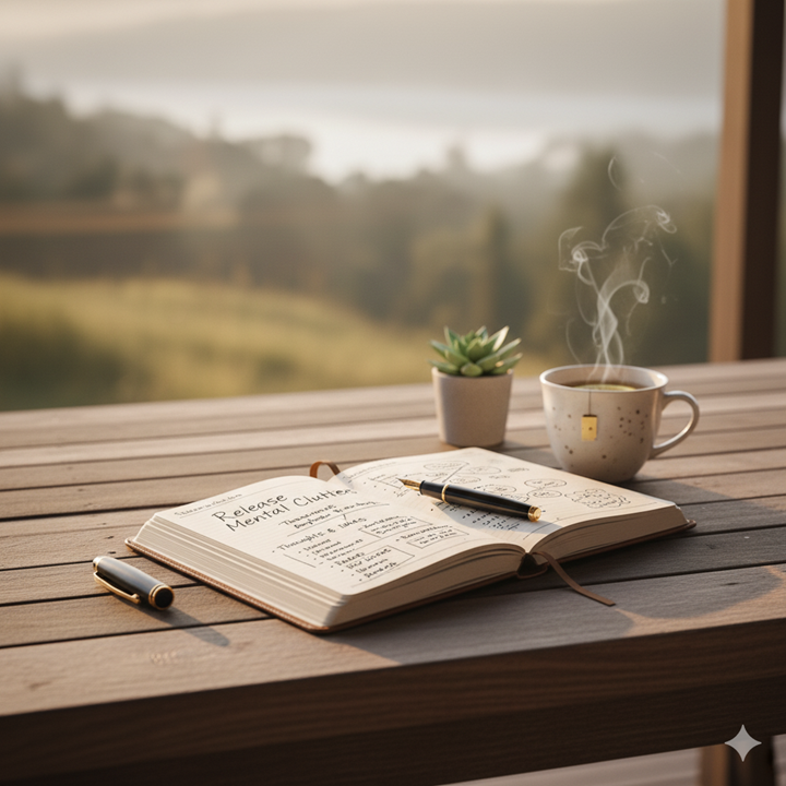 Peaceful notebook journaling scene
