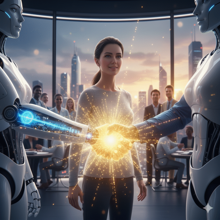 Human and AI interaction handshake