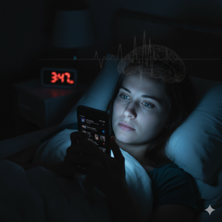 Phone screen at night affecting sleep
