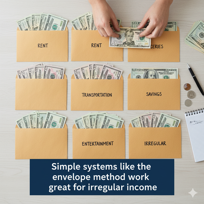 Envelope budgeting method with cash and labels